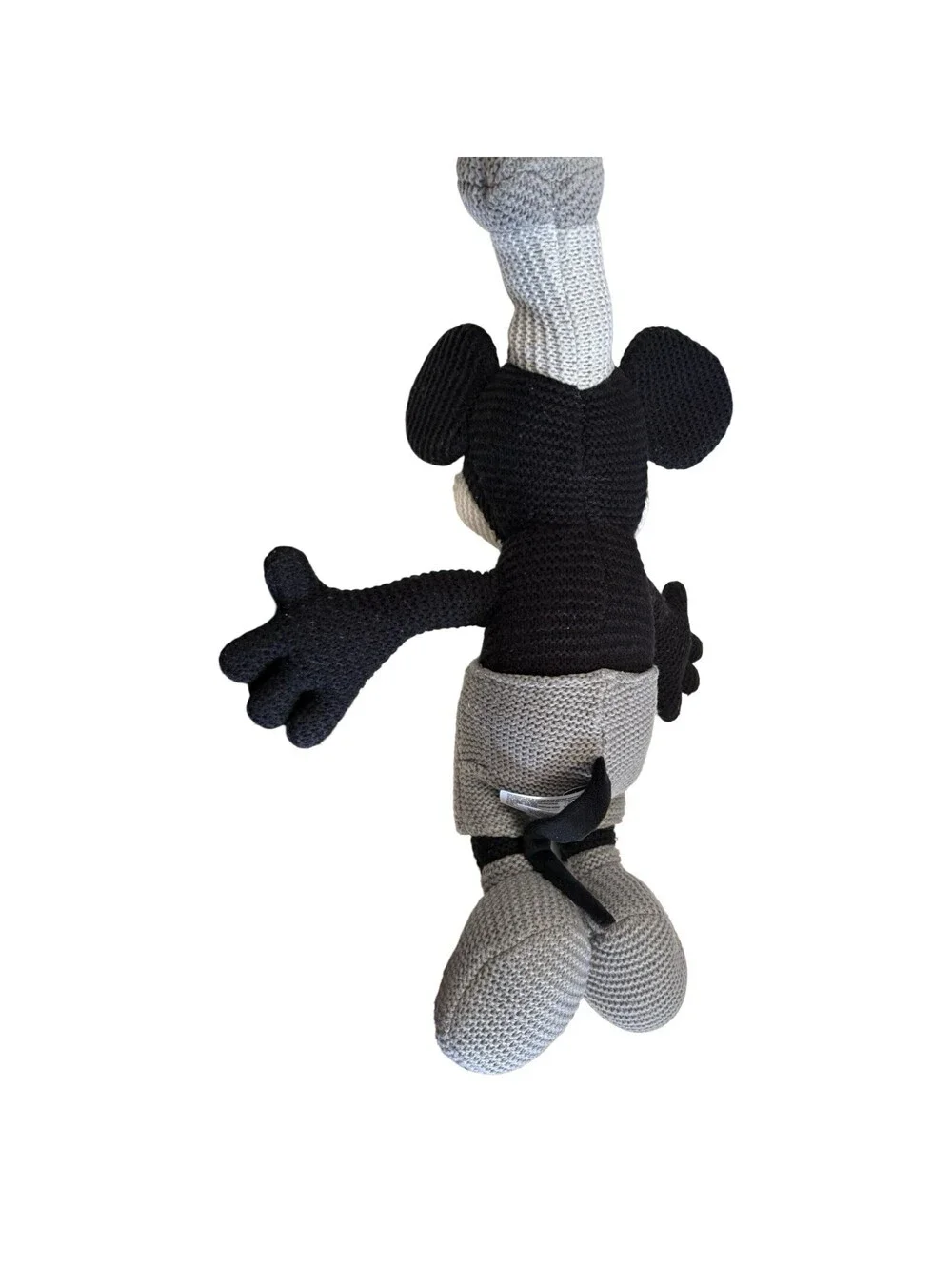 Disney Parks Steamboat Willie Mickey Mouse Knit Plush Gray Black Stuffed 18”